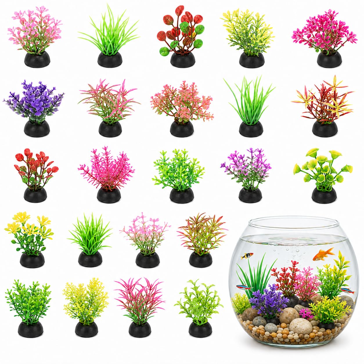 Plantes d'aquarium Gadpiparty : pack de 20 mini plantes artificielles pour décors immergés