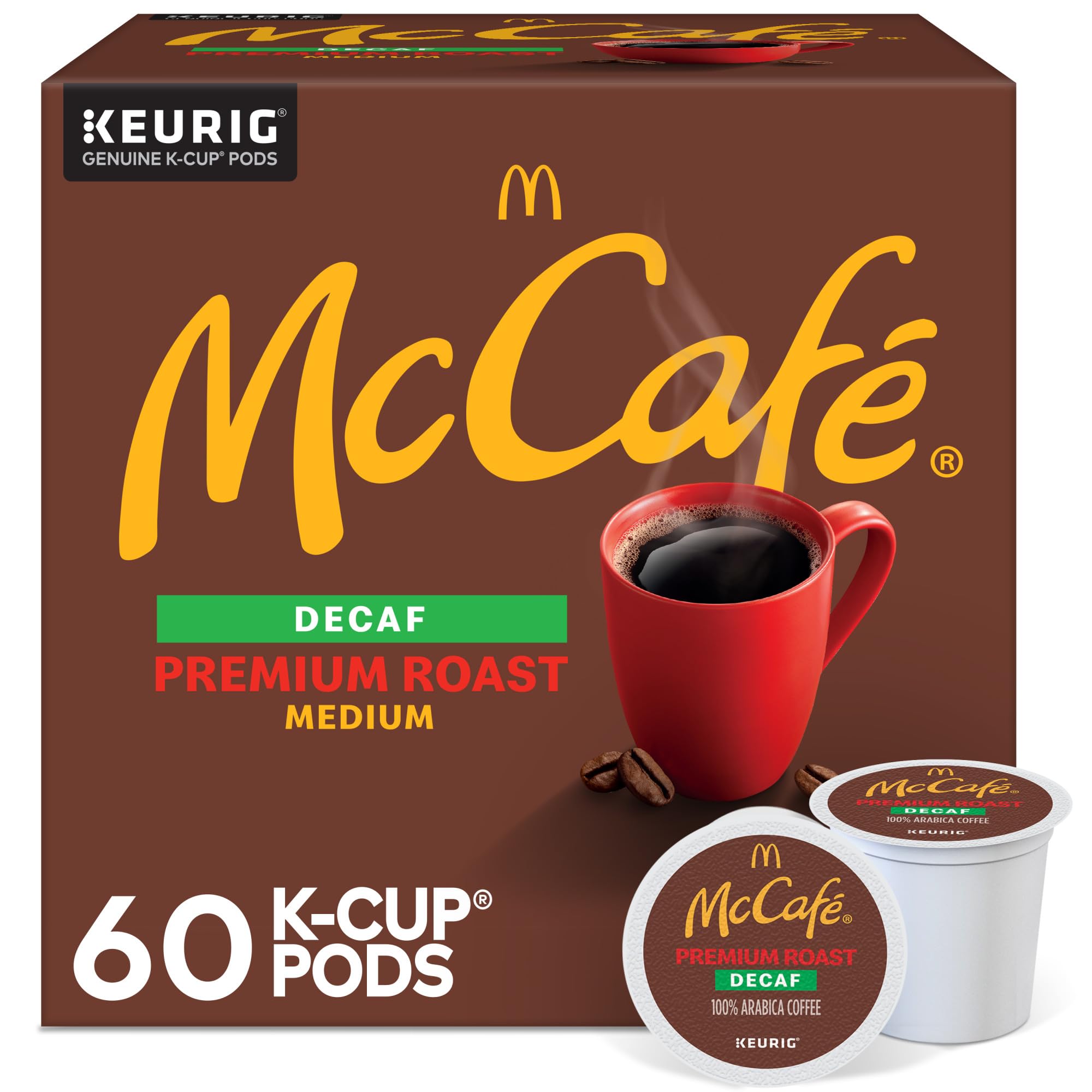 McCafe Premium Roast Decaf Coffee, Single Serve Keurig K-Cup Pods, Decaffeinated, 60 Count, (6 Packs of 10)