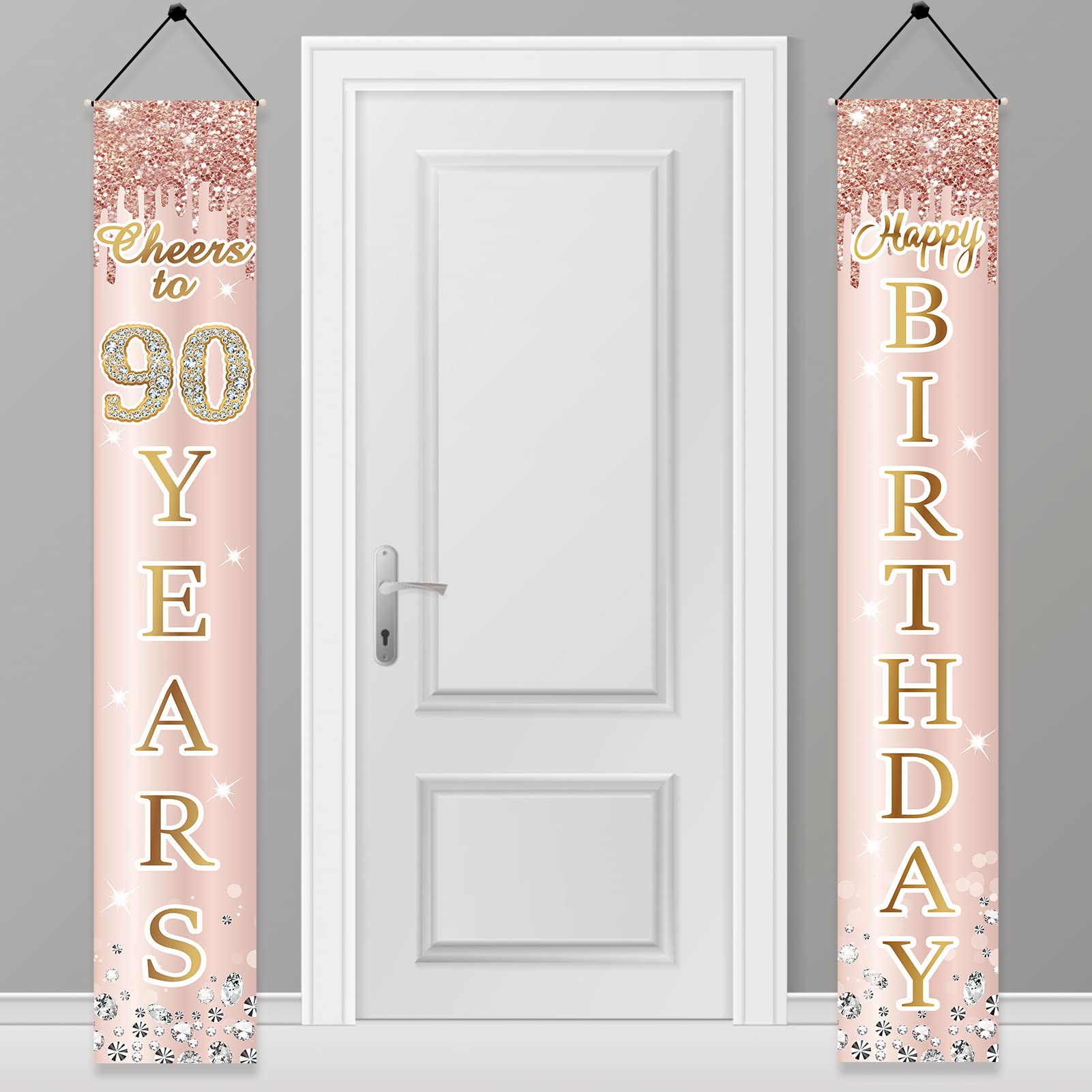 70th Birthday Decorations Cheers to 70 Years Door Banner for Women, Pink Rose Gold 70 Birthday Sign Party Supplies, Happy Seventy Birthday Porch Decor for Outdoor Indoor