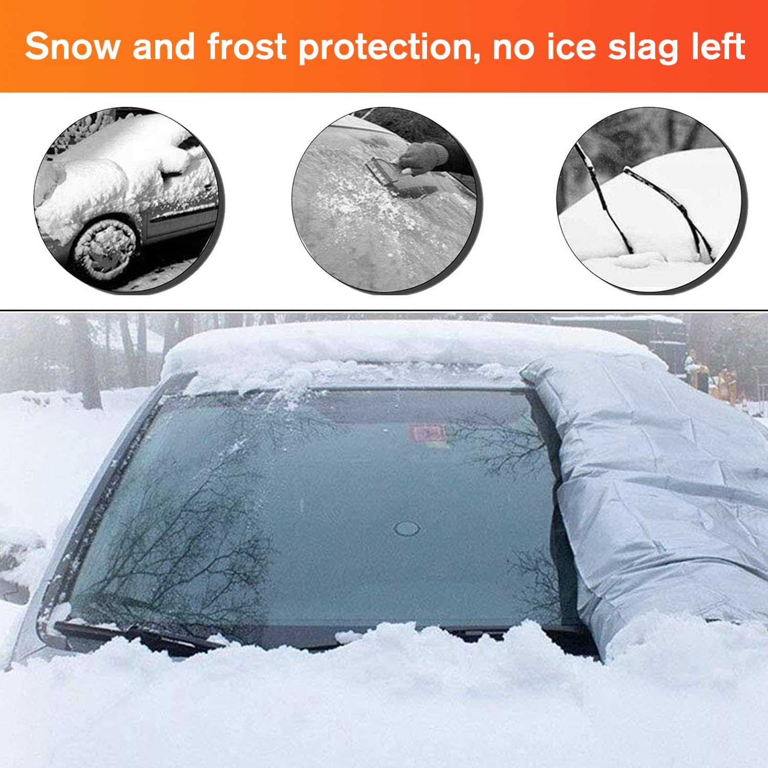 Copertura per parabrezza auto per ghiaccio e neve, copertura antigelo per auto, SUV e camion, copertura invernale per parabrezza auto, copertura neve con 5 strati impermeabile e resistente