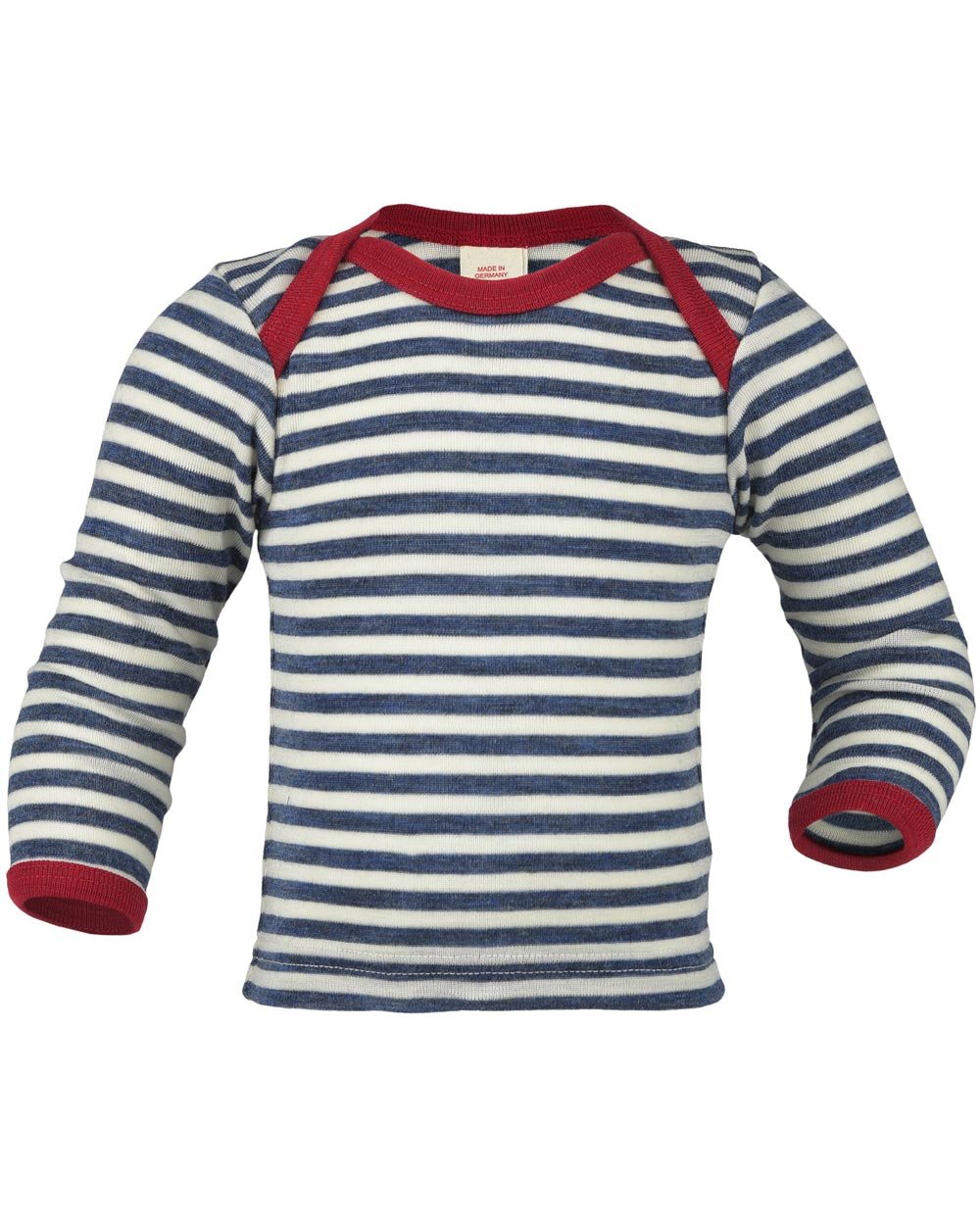 Engel , Baby Unterhemd/Schupfhemd Langarm, 100% kbT Wolle (74/80, Blau Melange/Natur)