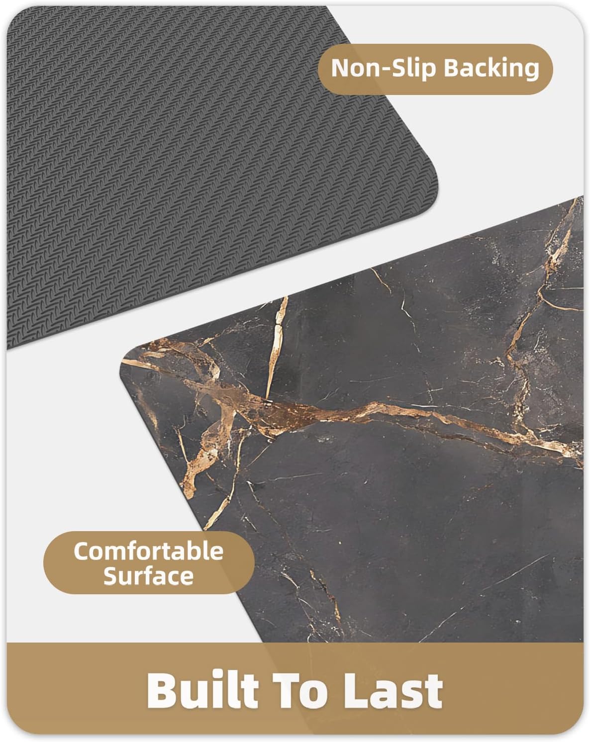 Color&Geometry Ultra Thin Bathroom Rugs Non Slip,Absorbent Quick Dry Bath Mats for Bathroom,Thin Bath Rugs Washable with Rubber Backing Fit Under Door Outside Shower,Gold-Veined Marble,24"x36"