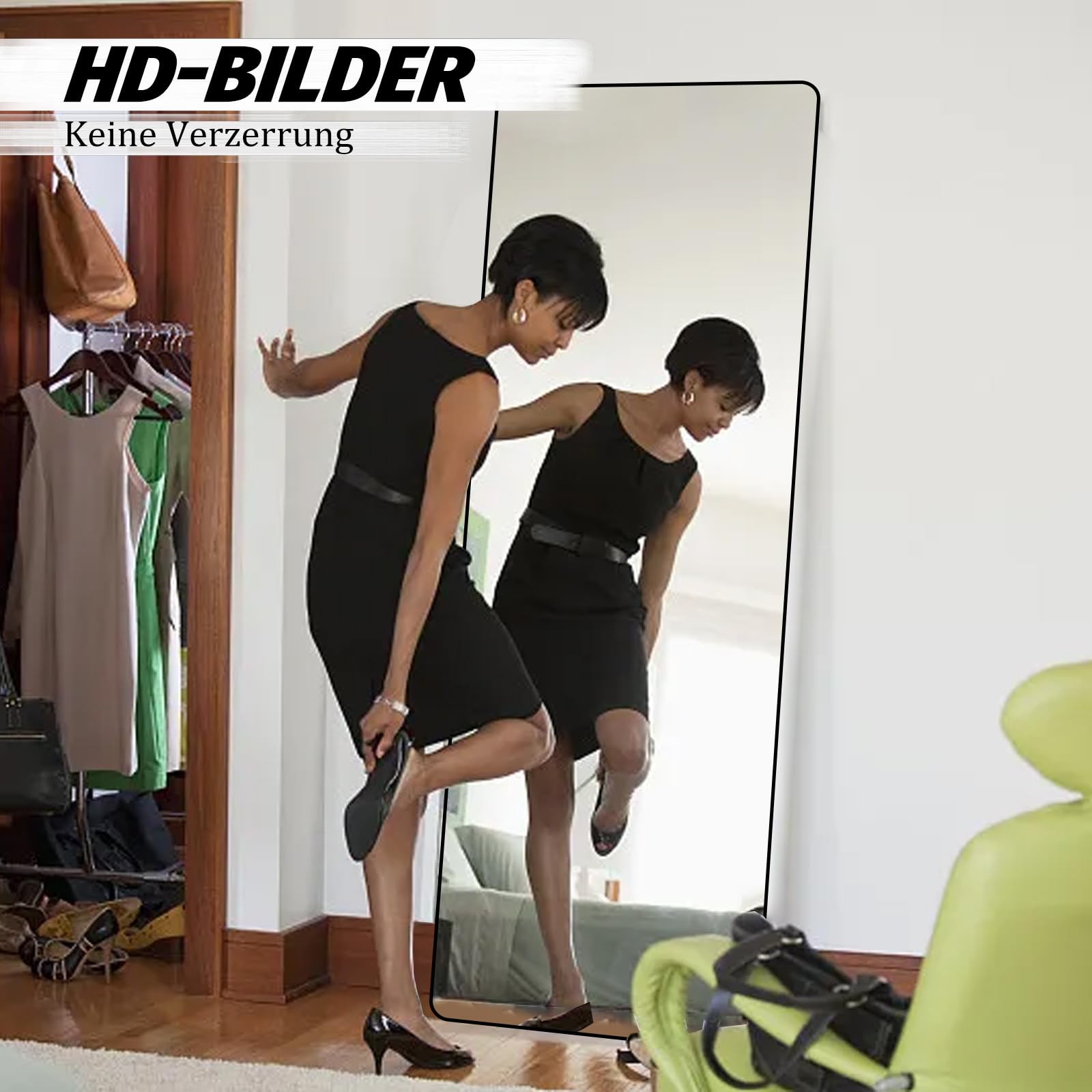 Kapler Arc Miroir sur pied 160 x 53 cm noir inclinable décoration salon