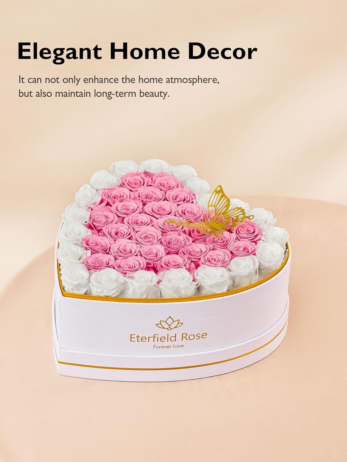 Eterfield 47 Preserved Roses in Heart Shape Box, Forever Flowers Rose Box Preserved Flowers Birthday Gifts for Her Mom Women Wife Anniversary Valentines Day Mothers Day, Pink - Image 5