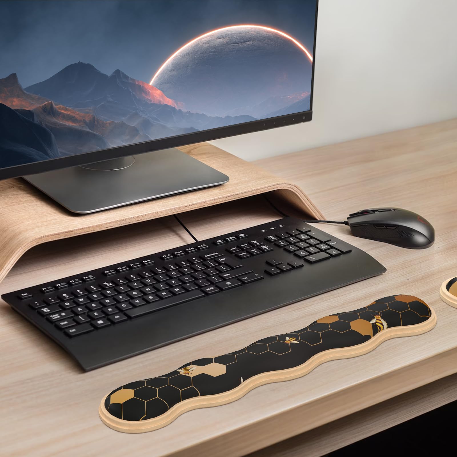 iCasso Keyboard Wrist Rest,2in1 Wooden Ergonomic Gel