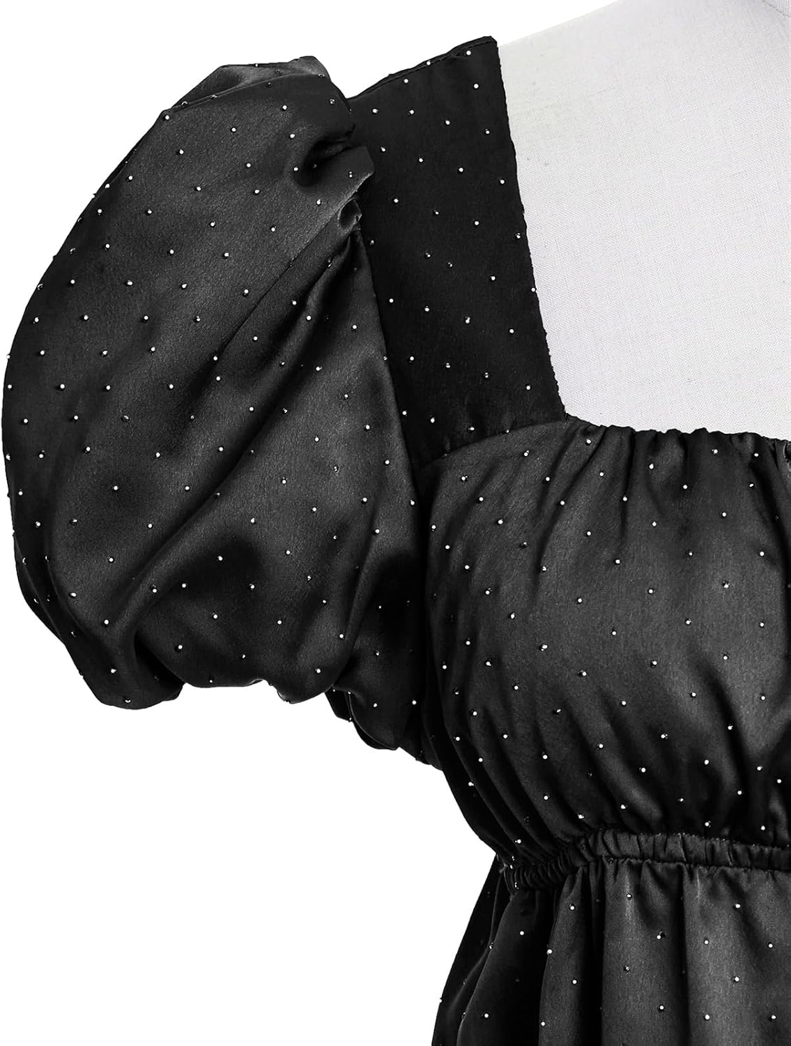 Vibsion Regency Dresses for Women Luxurious Rhinestone Satin Victorian Party Gown
