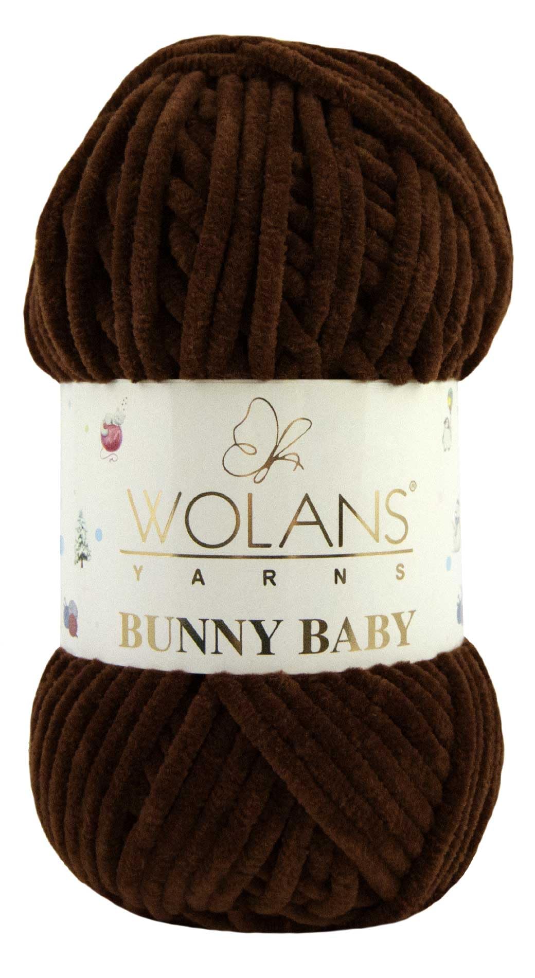 Wolans Bunny Baby Chenile Style Yarn Wool 72 Colours Available 100g Balls (Chocolate Brown Col 40) โ image 1