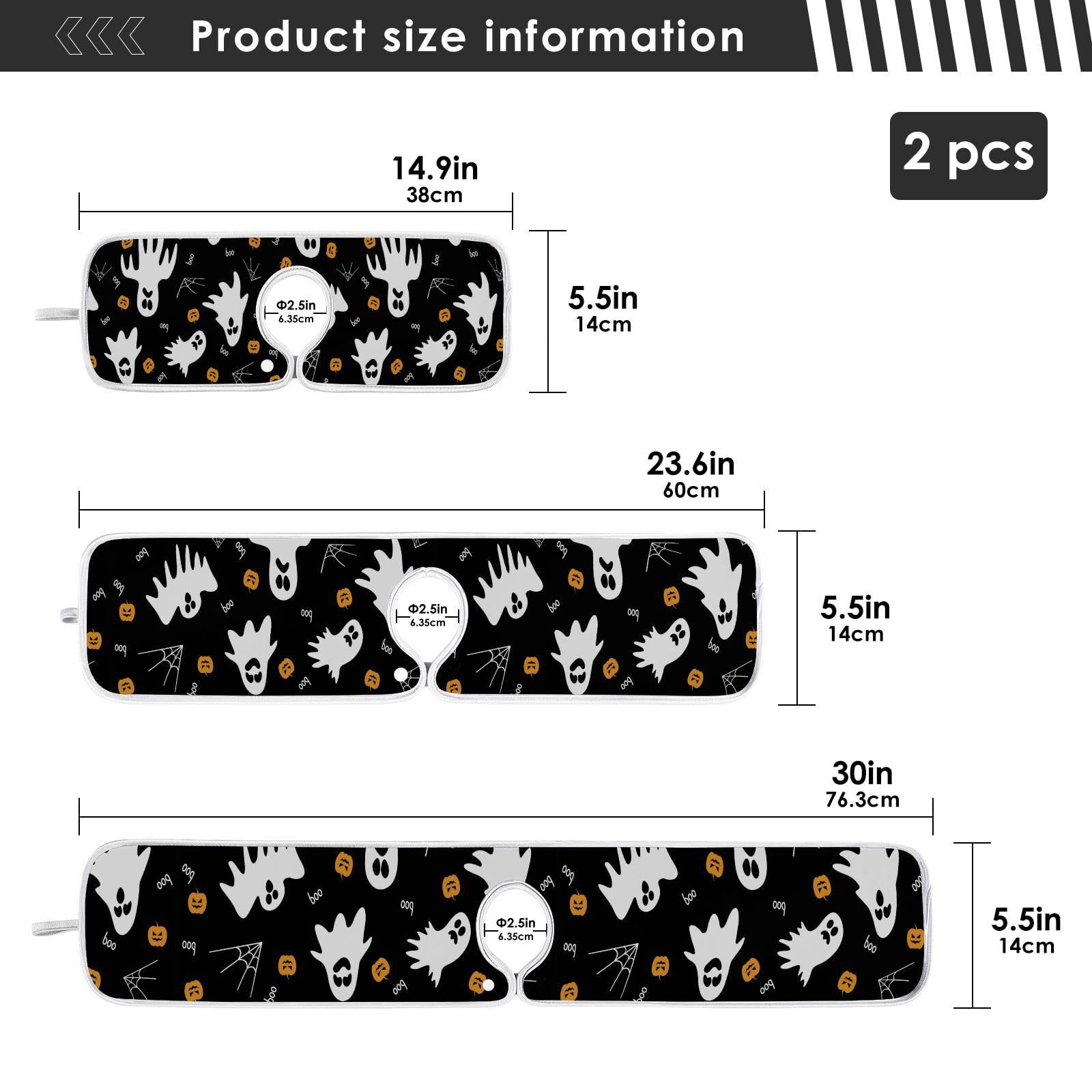 Set 2 Tappeti Cucina Di Halloween | Fantasmi E Zucche Spettrali | 43x76 Cm E 43x119 Cm | Antiscivolo