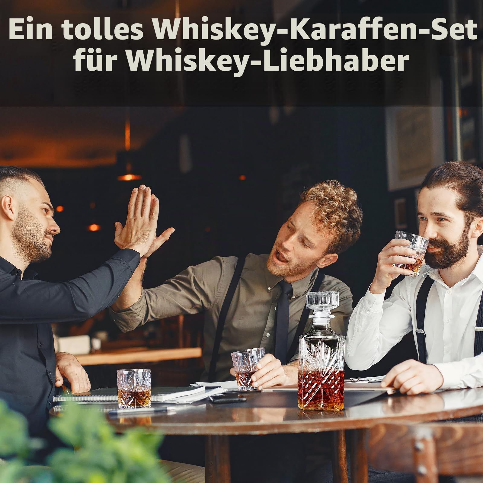 Whiskey Dekanter Set für Männer mit 6 Whiskey Gläsern, 6 kühlenden Whisky Steinen und 1 Clip Bleifreies Whiskey Dekanter Glas Likör Dekanter Set für Whiskey, Rum Geschenk