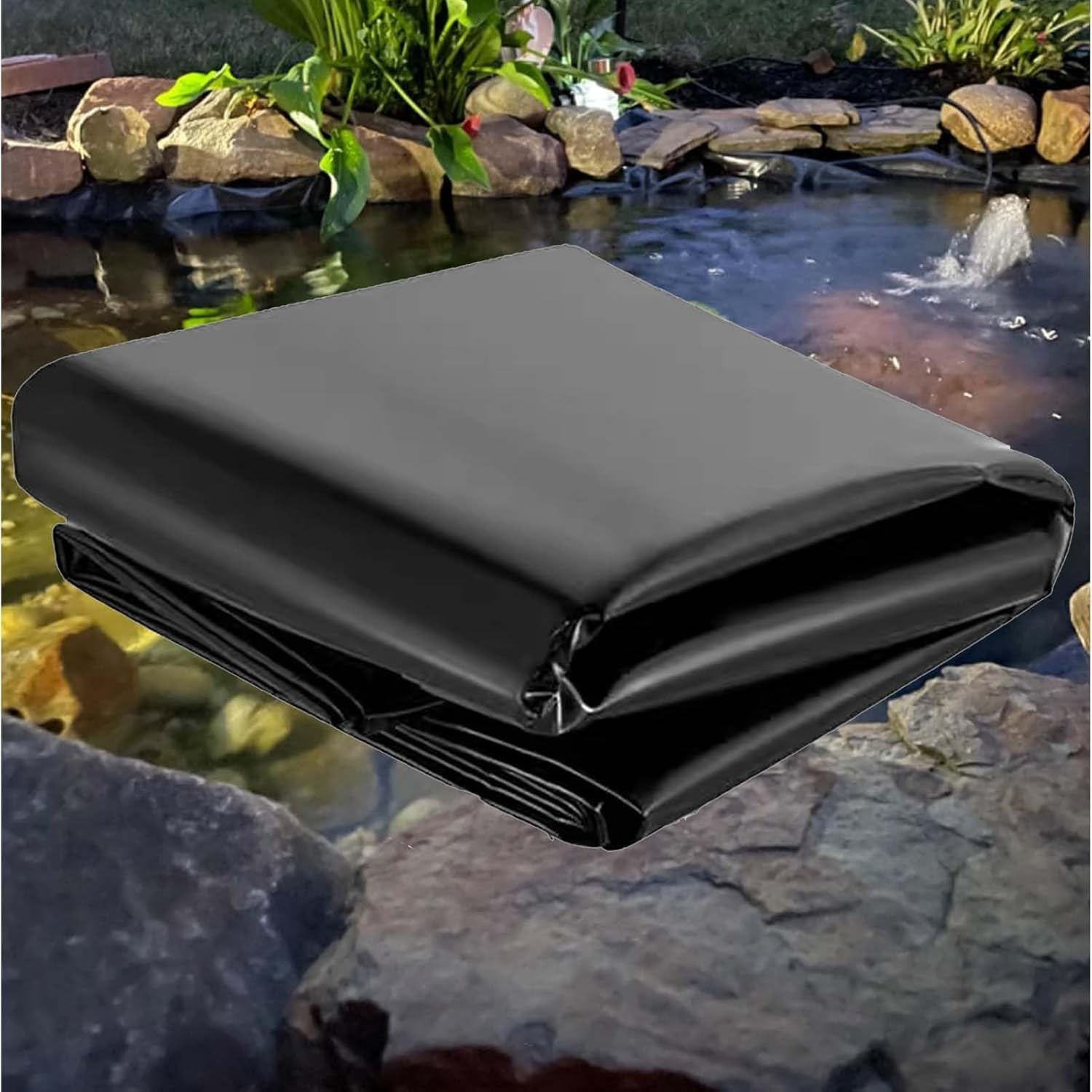 Wasserdichte schwarze Teichfolie, 5 x 7 m, robustes Material für Fischteiche, Bachläufe, Springbrunnen und Wassergärten, ideal für Teichbau