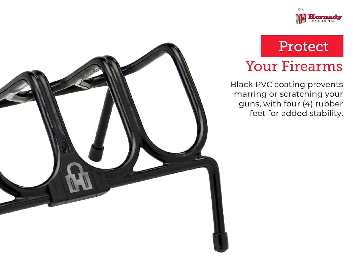 Hornady Pistol Rack for Gun Safe, Holds 4 Handguns – Gun Stand for Handgun Storage and Organization, for Pistols and Revolvers – Scratch-Resistant with Non-Slip Feet – Maximize Gun Safe Space, Black