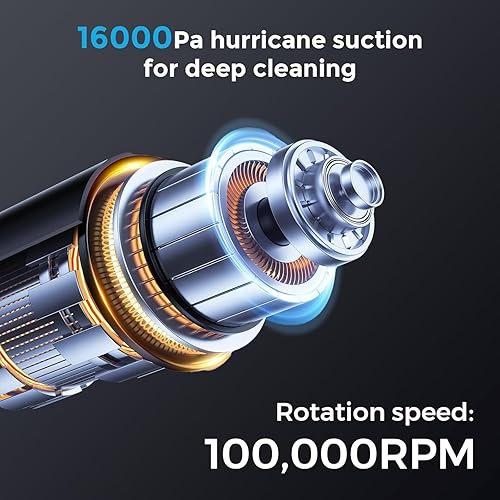 Miniatura 4 de Apical Life Aspiradora de mano, EV1396 inalámbrica de 100 W, 16000 Pa, fuerte succión con tiempo de funcionamiento de 14 a 24 minutos, diseño de