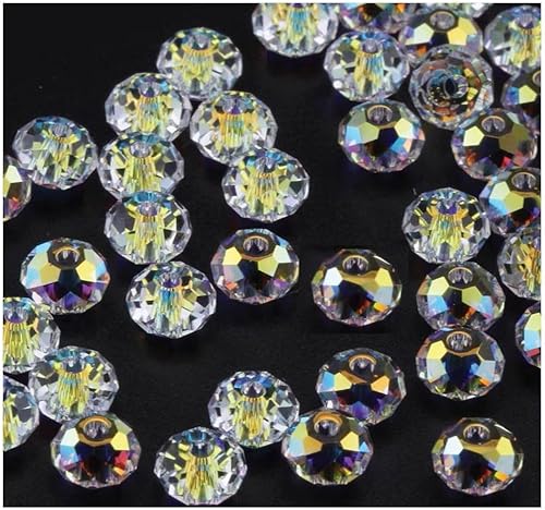 Miniatura 4 de 100 cuentas de cristal Adabele Austrian de 0.236 in facetadas sueltas Rondelle transparentes AB compatibles con cristales de Swarovski 5040 Preciosa