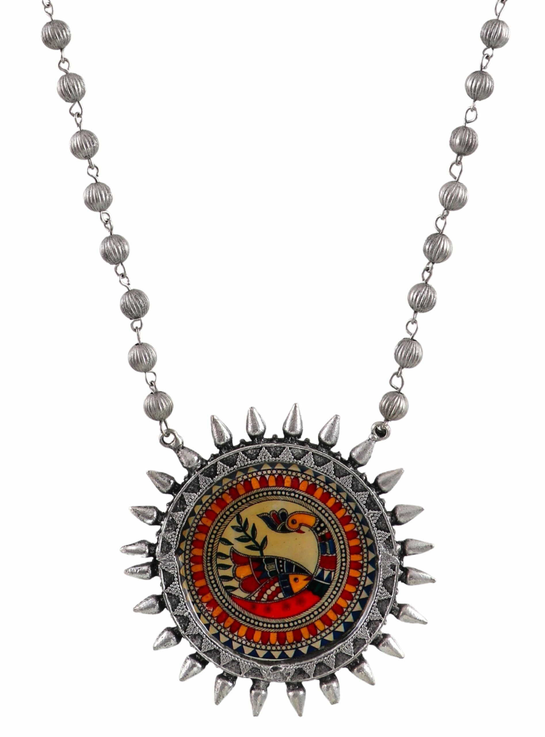 Ethnic Traditional Oxidised Silver Ethnic Antique Vintage Long Pendant Necklace Jewelry Set for Women/Girls (B0CNPPSN63) Amazon Price History, Amazon Price Tracker