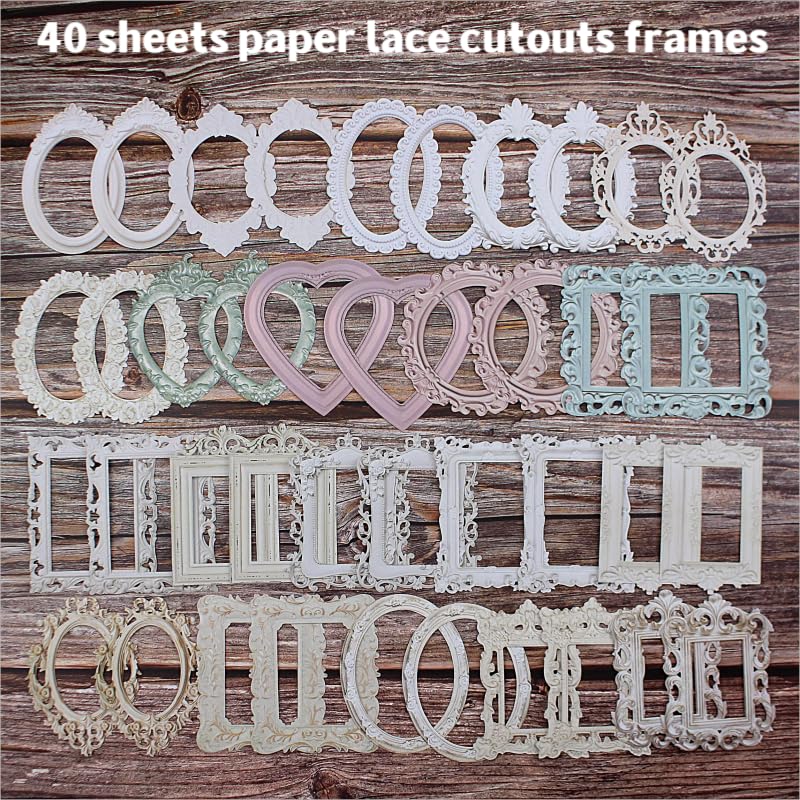 20Pcs Papier Cadre Photo Vintage Dentelle Doré Argenté - Kit Scrapbooking DIY Album Photo