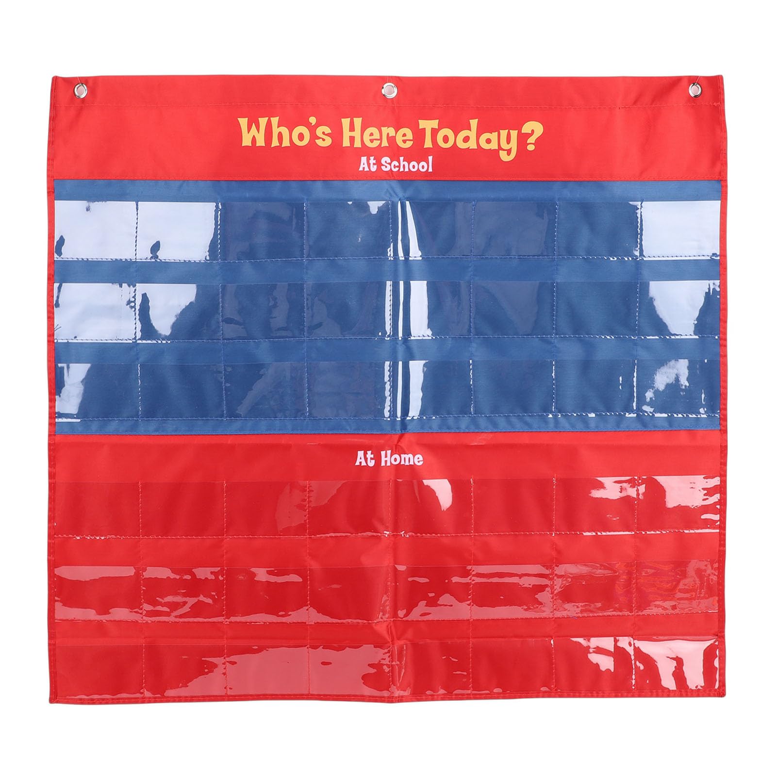 Naroote Tableau de Présence de Poche en Classe, 48 Pochettes Transparentes pour Cartes de Visite, Organisateur de Connexion en Tissu Polyester PVC avec Poches Transparentes, Idéal pour les Enseignants