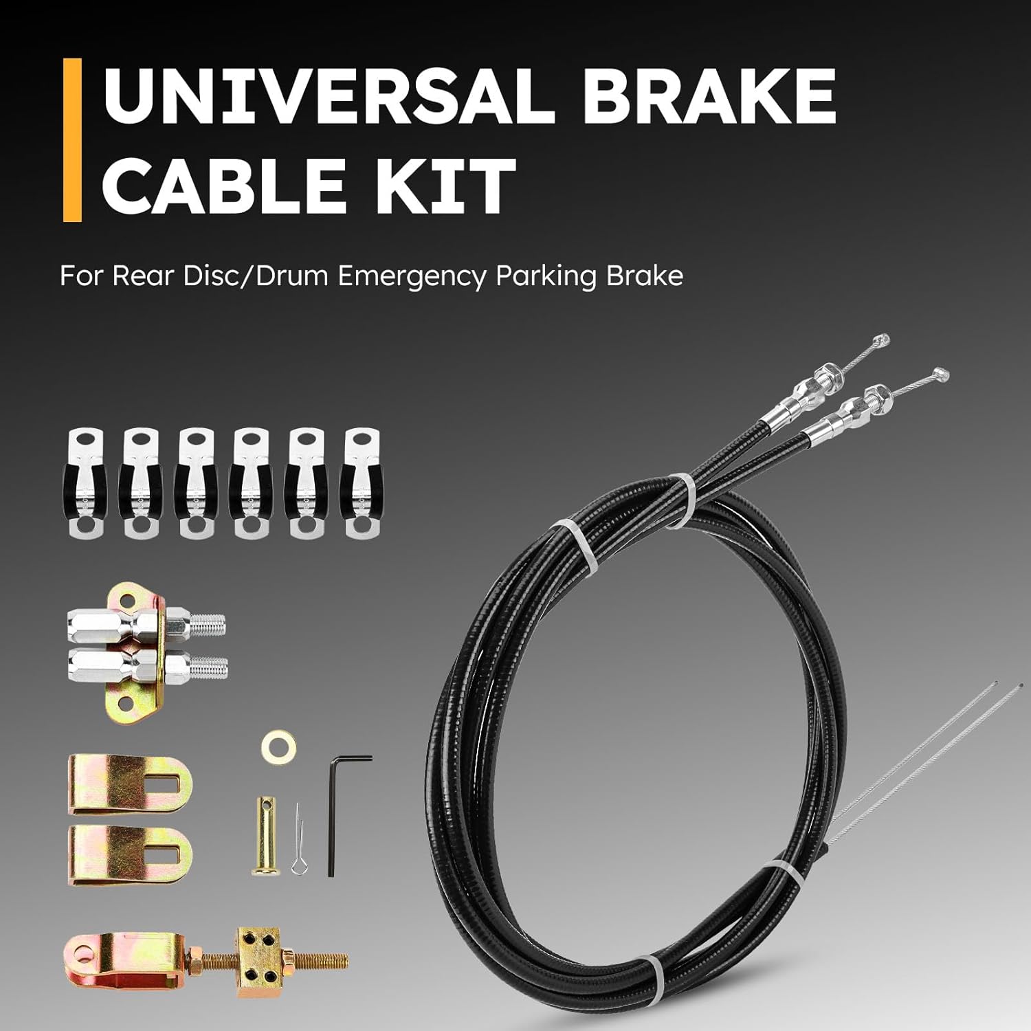 330-9371 Universal Rear Disc/Drum Emergency Parking Brake Cable Complete Kit 110" Long Cables with a 97" Long Sheath E-Brake Set Replace# 3309371