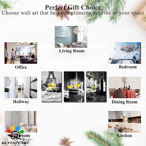 Miniatura 6 de Arte de pared de comedor y cocina, arte moderno de pared, cuadros para cocina y comedor, copas de vino, lienzo de frutas para decoración de cocina,