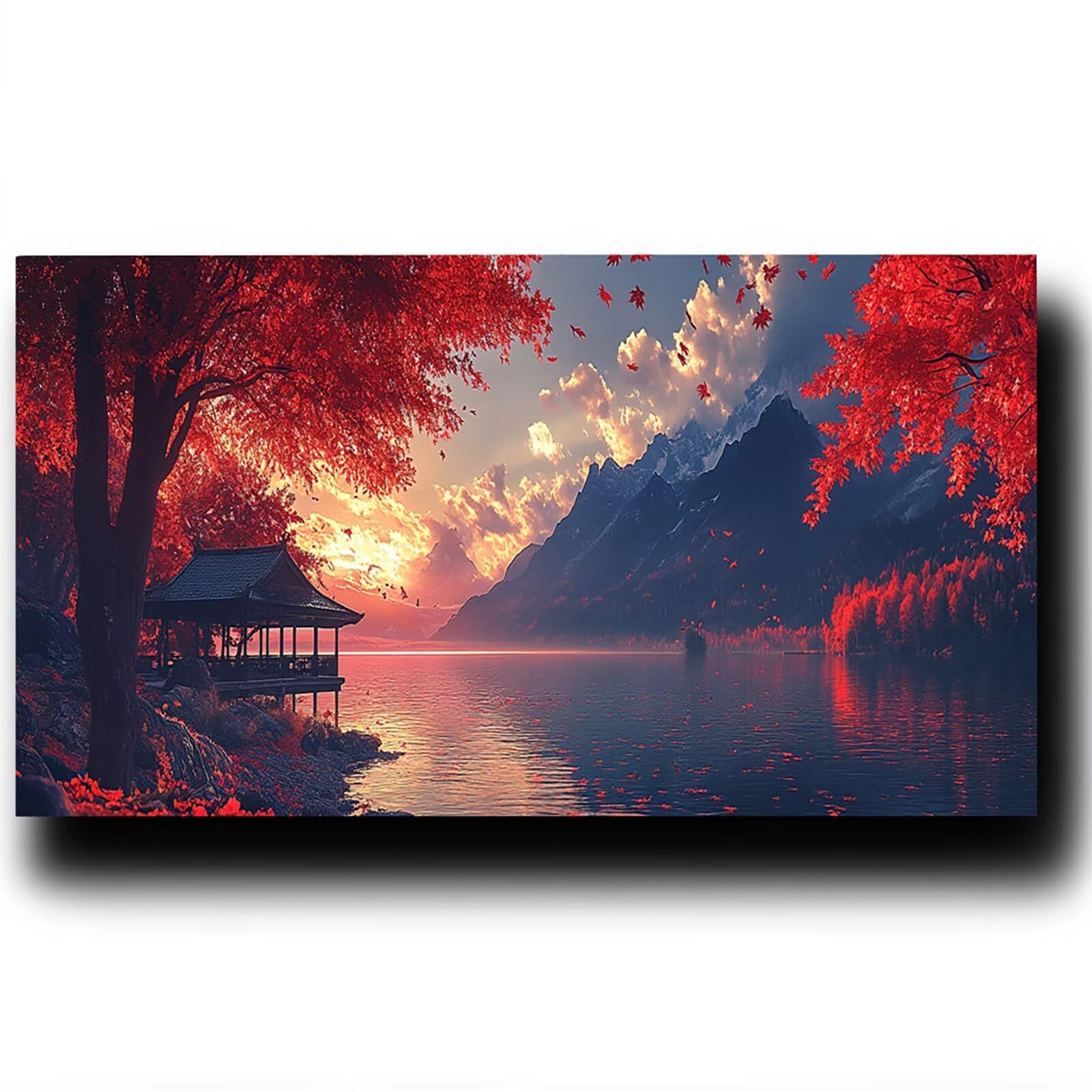 DIY Malen nach Zahlen Erwachsene See Malen nach Zahlen ab 7 jahre Mädchen Berg Kreativ set für Erwachsene mit Leinwand Acrylfarben set und Pinsel, Bastelset zum Bemalen für Wanddeko 80X160cm 7w-U-T