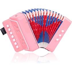 Acordeon Versalles Acordeón Horse Acordeón 10 Teclas Instrumentos Musicales para Ligero y Ecológico (Rosa)