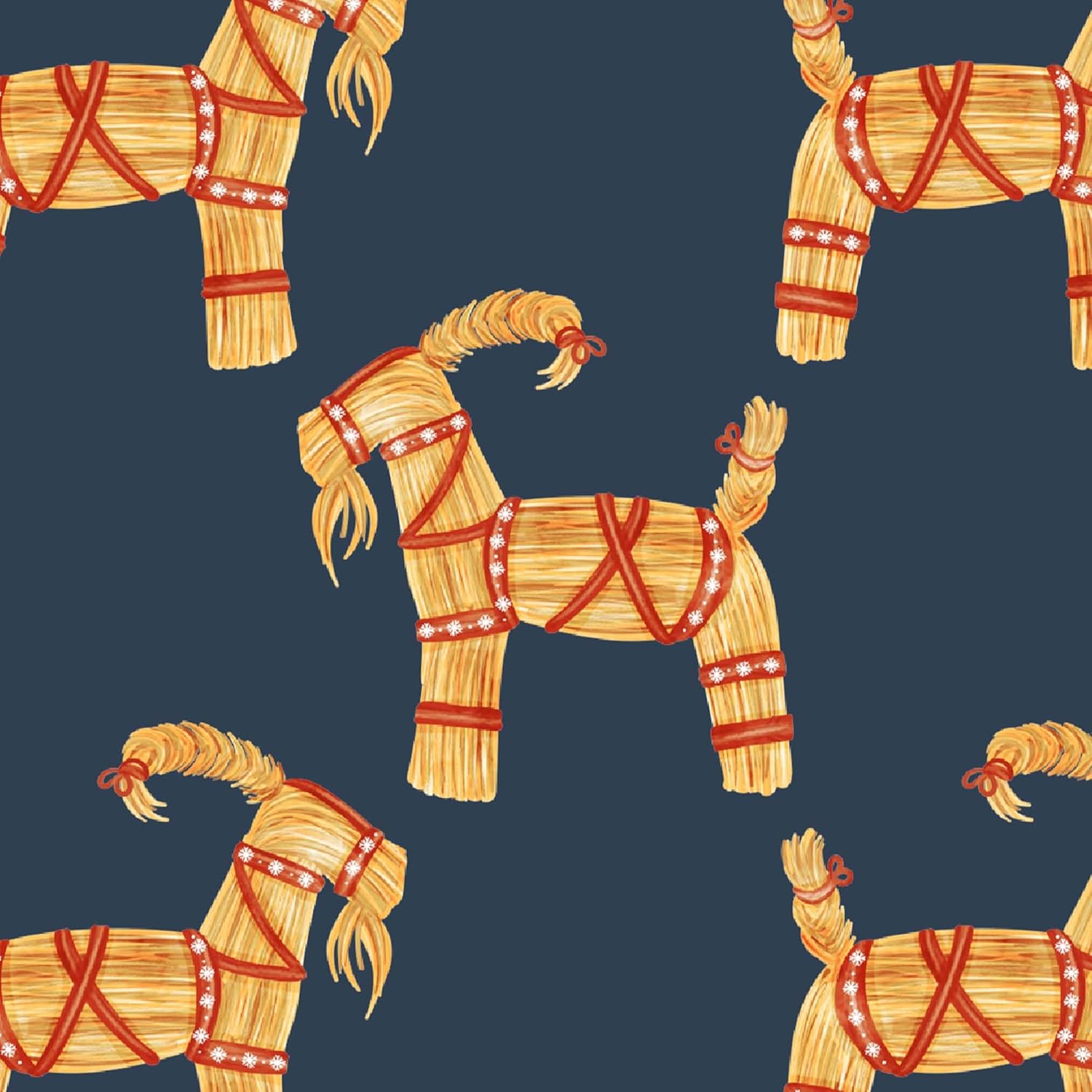 Cute Watercolor Straw Goat Gift Wrap Yule Yuletide Winter Solstice Thick Christmas Wrapping Paper Home Decor (12 foot x 30 inch roll)
