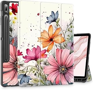 Mektron Case for Samsung Tab S9 Plus 12.4 Inch Tablet 2023 Model X810/X816B/X818U,Built-on Pencil Holder Matte Hard Cover with Auto Wake/Sleep, Multi-Angle Stand for Galaxy S9 Plus,Colorful Floral