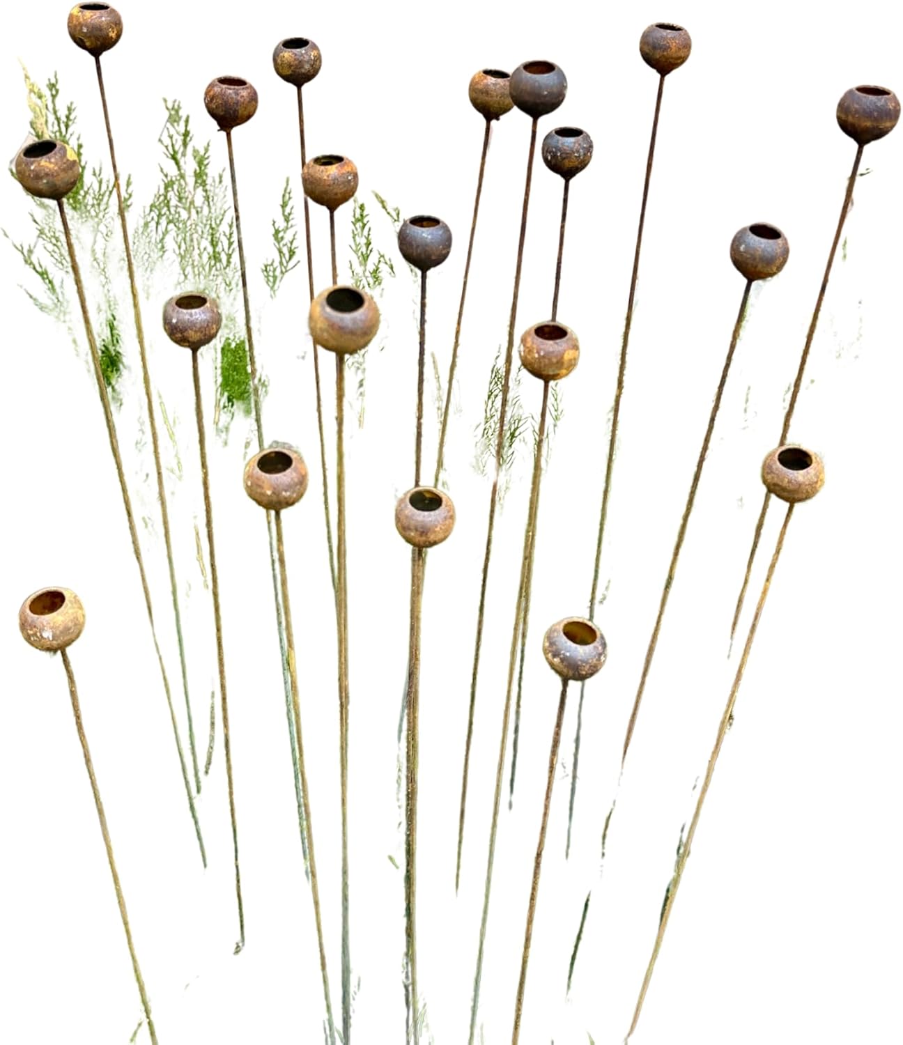 Rusty Tiny Flowers Set of 20, Flowers Garden Decor, Metal rain Catchers, Yard Art, Authentic Garden Decor