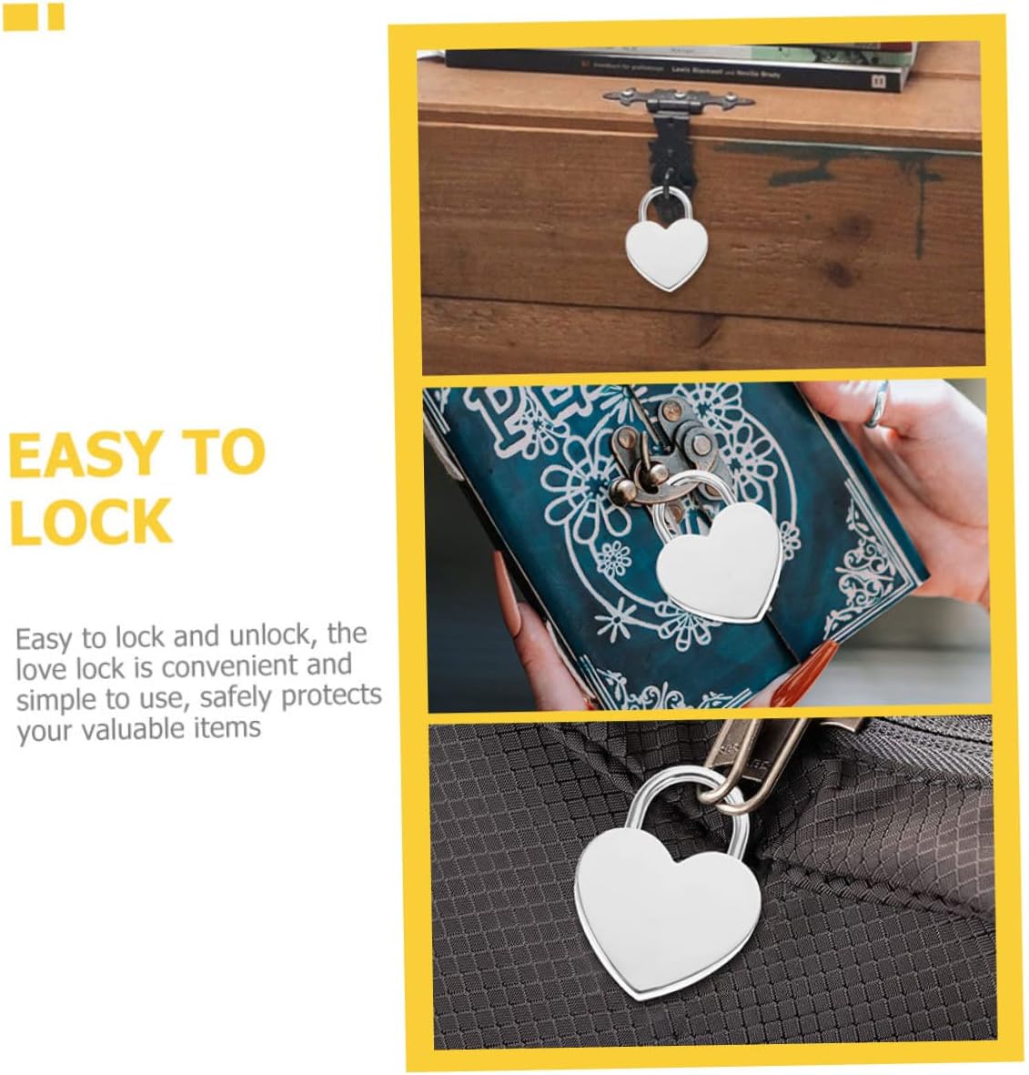 Balacoo Heart Shaped Padlock Set 2pcs Love Heart Locks Keys Small Luggage Locks for Travel Diary Key Office Decor