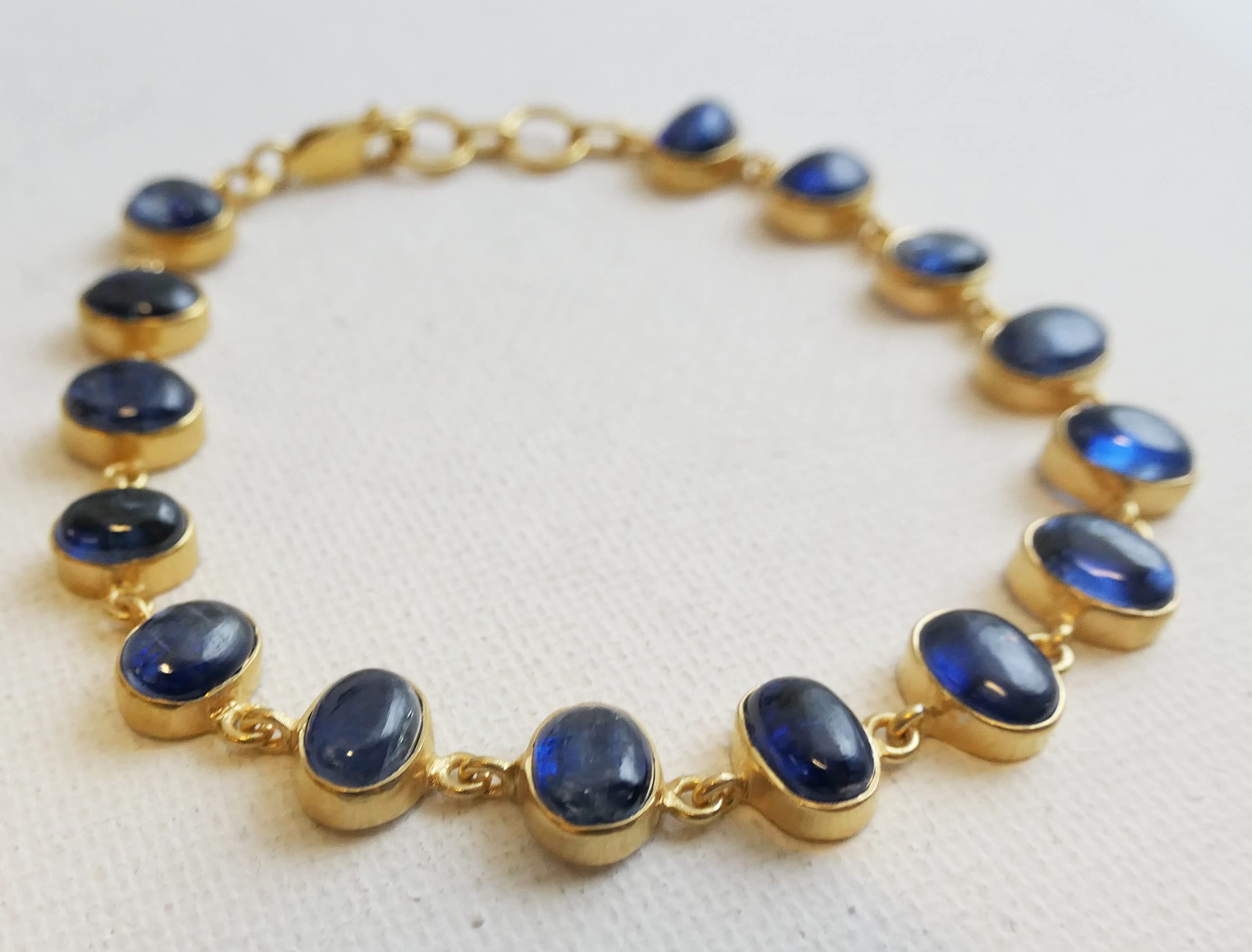 Pulsera de plata de ley con baño de oro de cianita