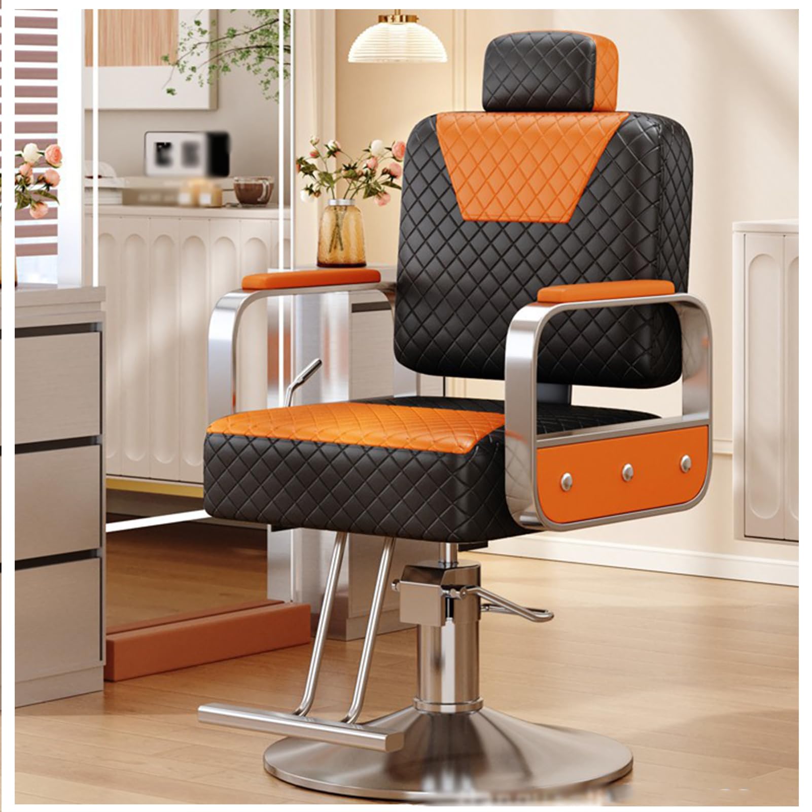 OZBMA Salon Barber Chair, Professional Classic Hydraulic Reclining Hairdressing 360° Swivel Shaving Haircut Styling Chairs for Beauty Spa, Tattoo Shop,Black,B (Black C)