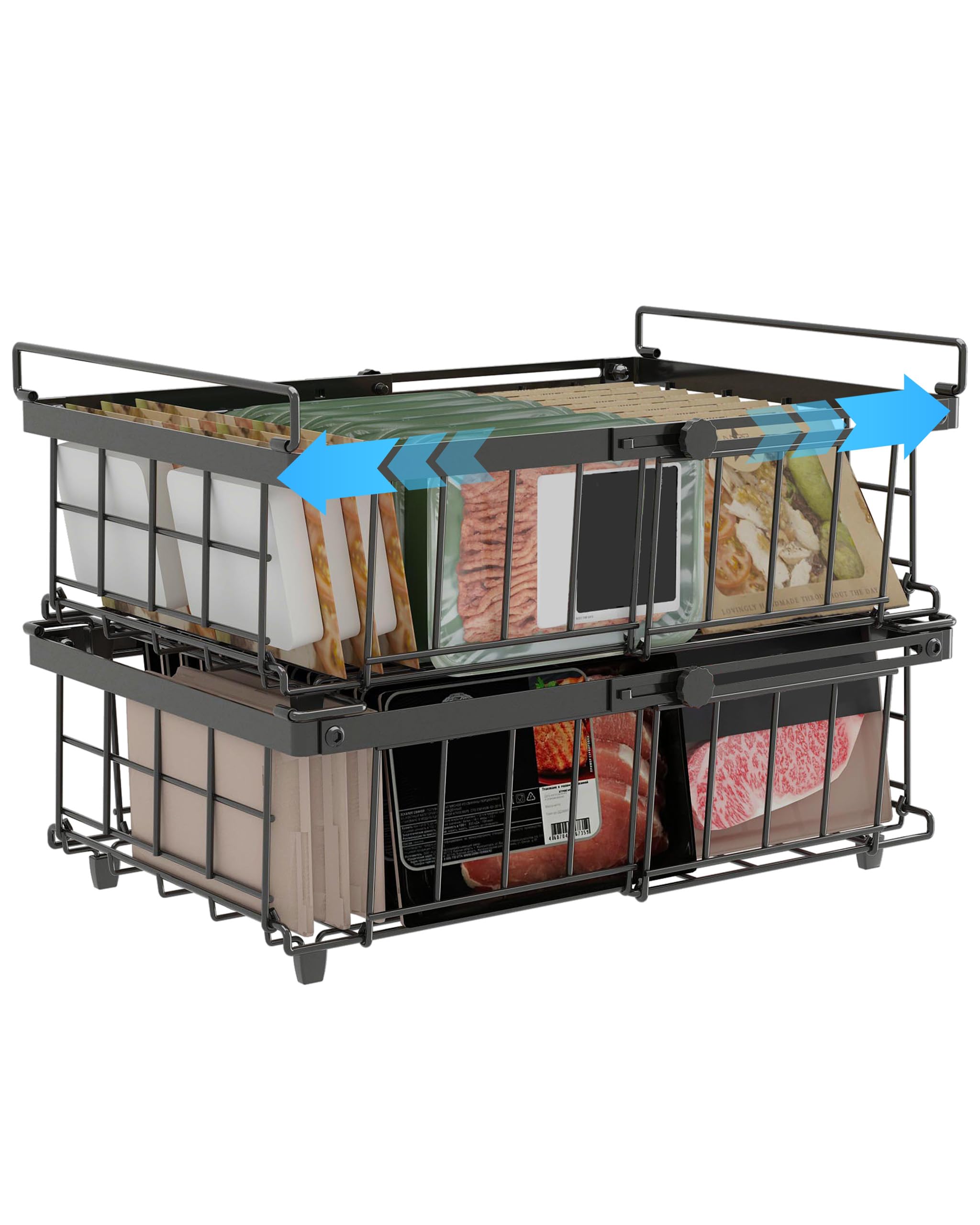 Organisateur de congélateur extensible en métal pour gagner de la place