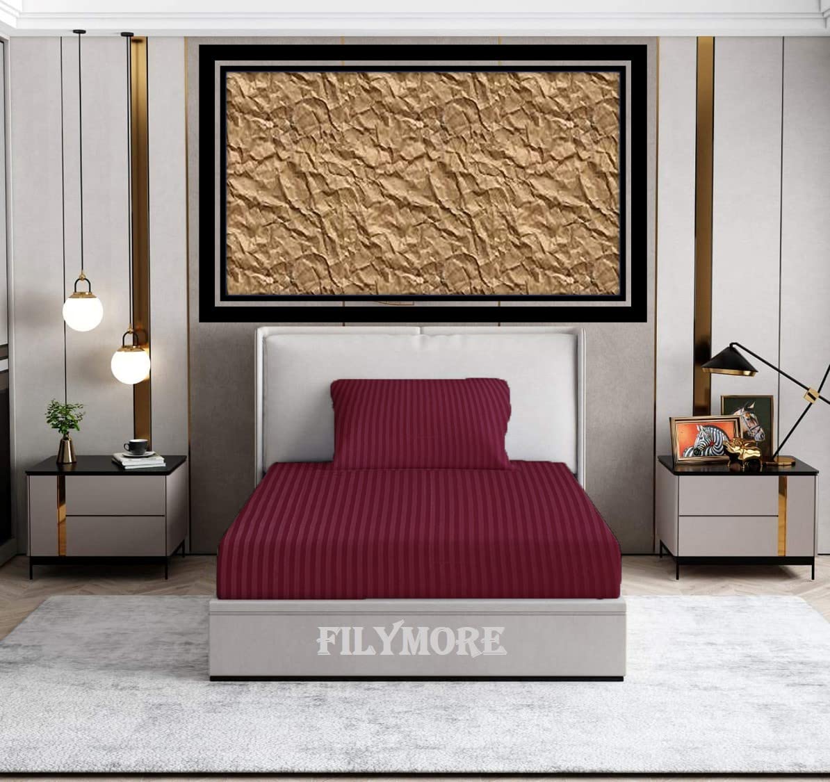 Filymore Plain Solid Stripe Single bedsheet with one Pillow Cover Made with Pure Microfiber(bedsheet Size 90x60) (Pillow Size 18x28) (Colour-Wine) (B0BLP6K3FT) Amazon Price History, Amazon Price Tracker