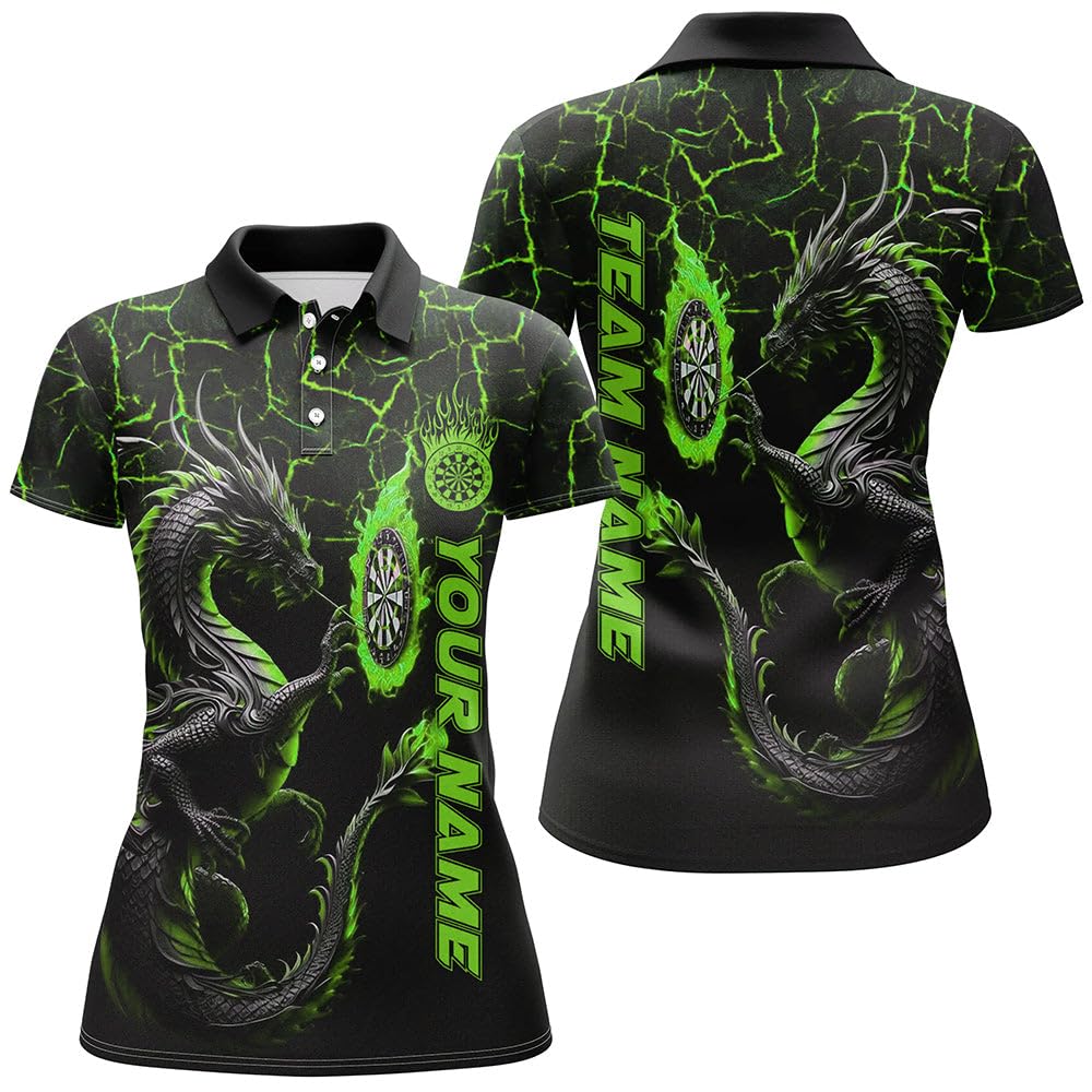 Personalisierte grüne große Drachen 3D-gedruckte Darts-Shirts für Männer & Frauen– Individuelle Team-Liga Darts-Trikots T1842