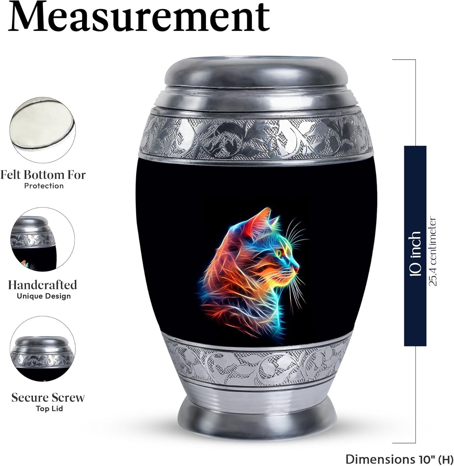 Radiant Aura Cat - Urn Ashes for Women - Urn for Human Ashes - Included Velvet Bag - Adult Cremation Urns for Human Ashes - Memorial Urns for Human Ashes (Size -10inch), Natural