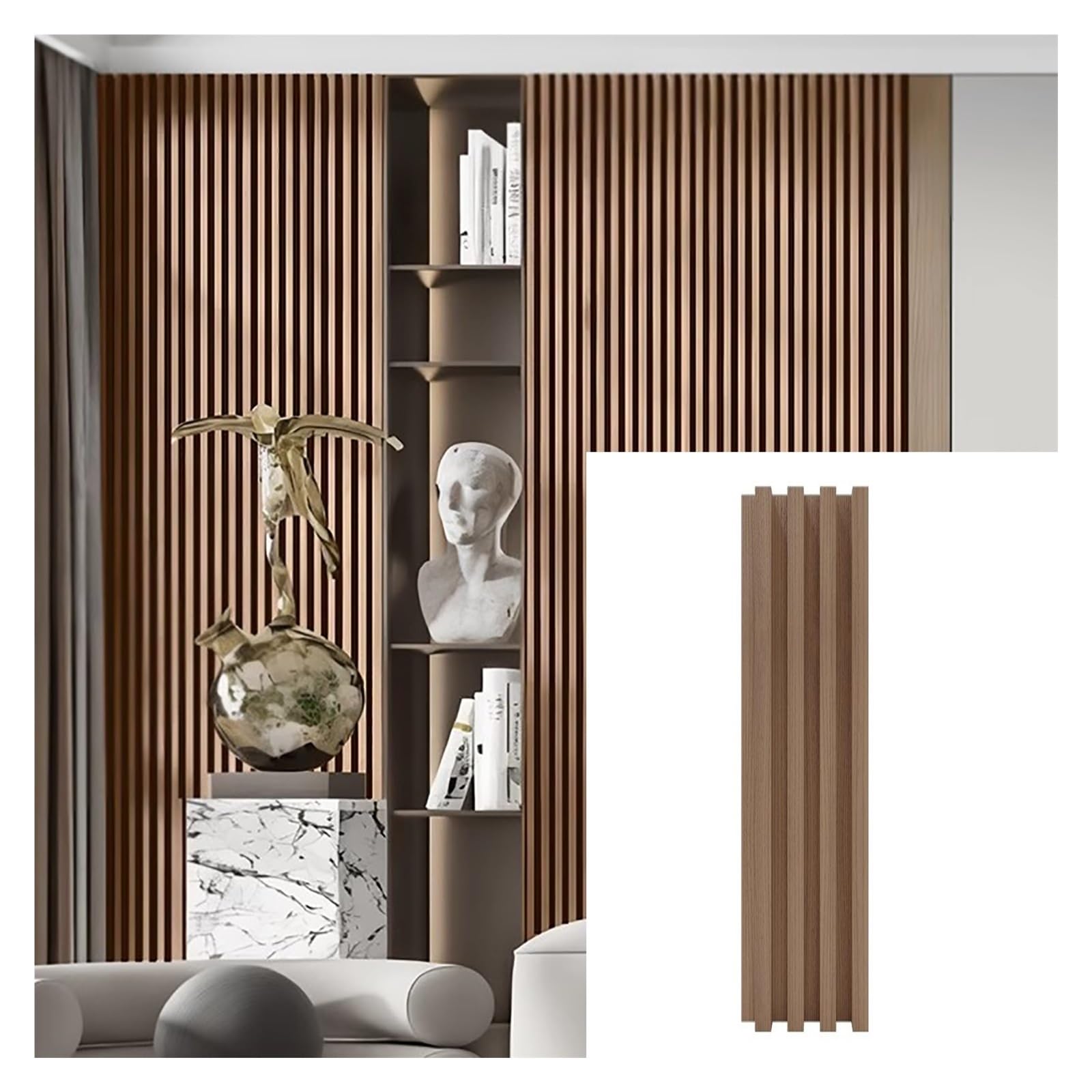 Wodoodporne pionowe drewniane panele ścienne, 8 sztuk, nowoczesne czarno-białe panele dekoracyjne do ścian telewizora / salonu/gabinetu, panele ścienne z rowkami 3D (#9,220 cm/7,2 stopy
