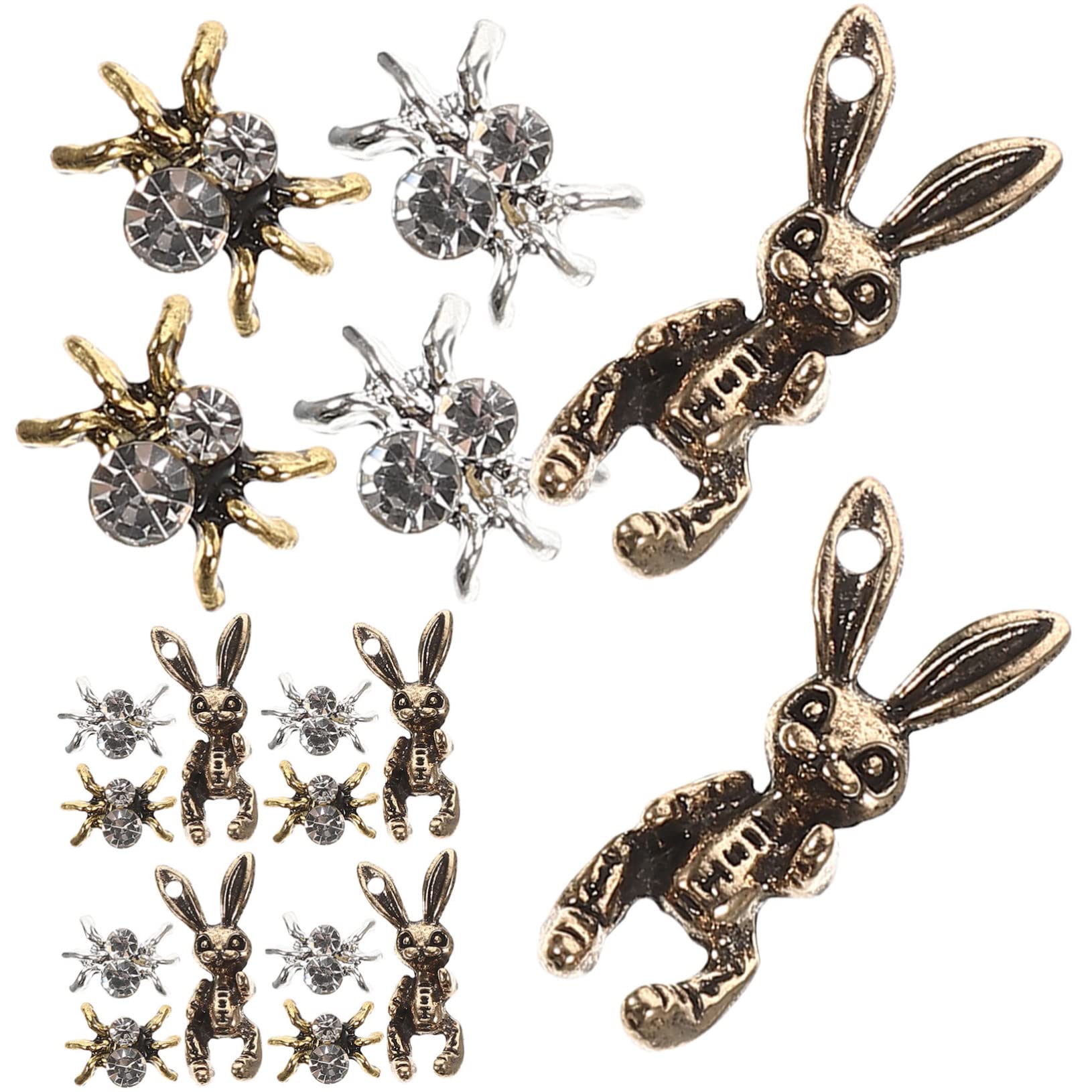 Healeved 150pezzi Charm Per Unghie Forma Di Ragno e Coniglio Decorazioni Artistiche Per Nail Art Accessori Per Manicure Perfetti Per Unghie Naturali e Artificiali