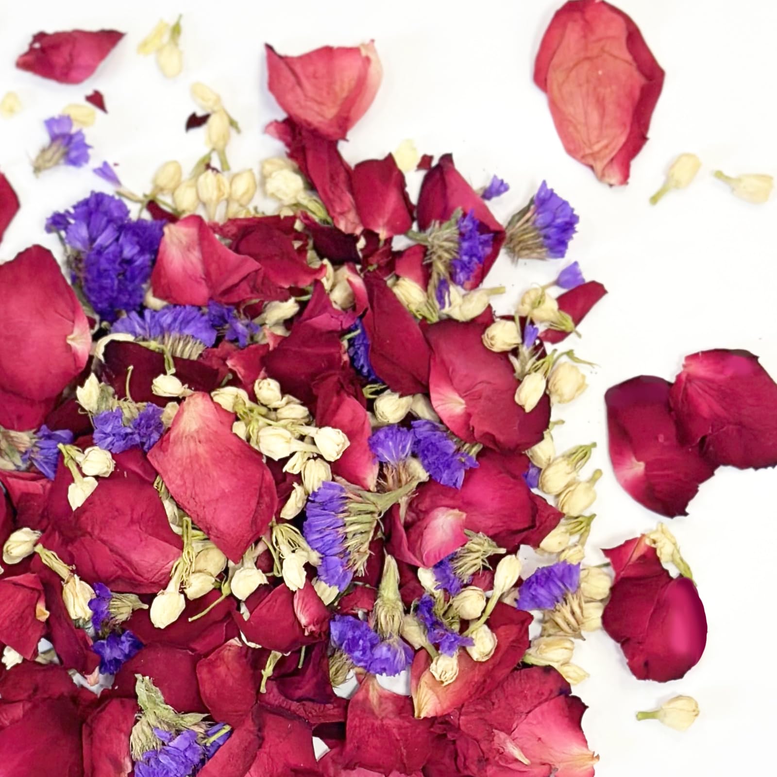 Dried Rose Flower Petals,Biodegradable Confetti for Wedding,3.5oz Natural Red White Blue Mixed Color Petals for Flower Girl,Table Decor,Soap Making,Bath,DIY Crafts,Eco-Friendly Rose Pedals