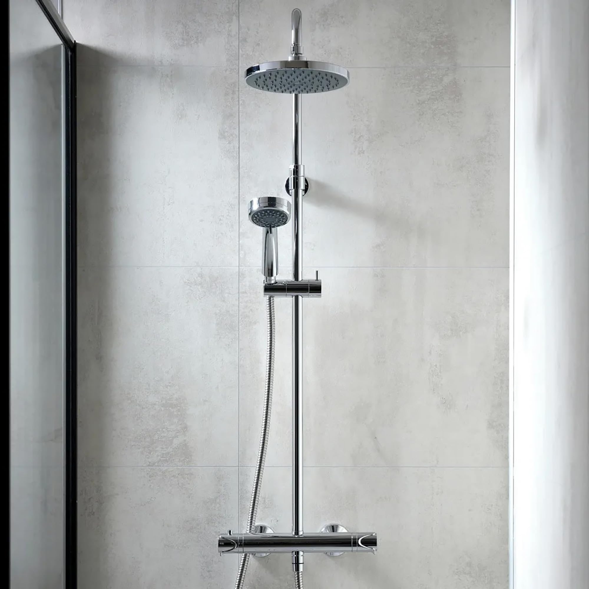 Triton Dene Diverter Thermostatic Bar Mixer Shower Chrome Overhead Drencher