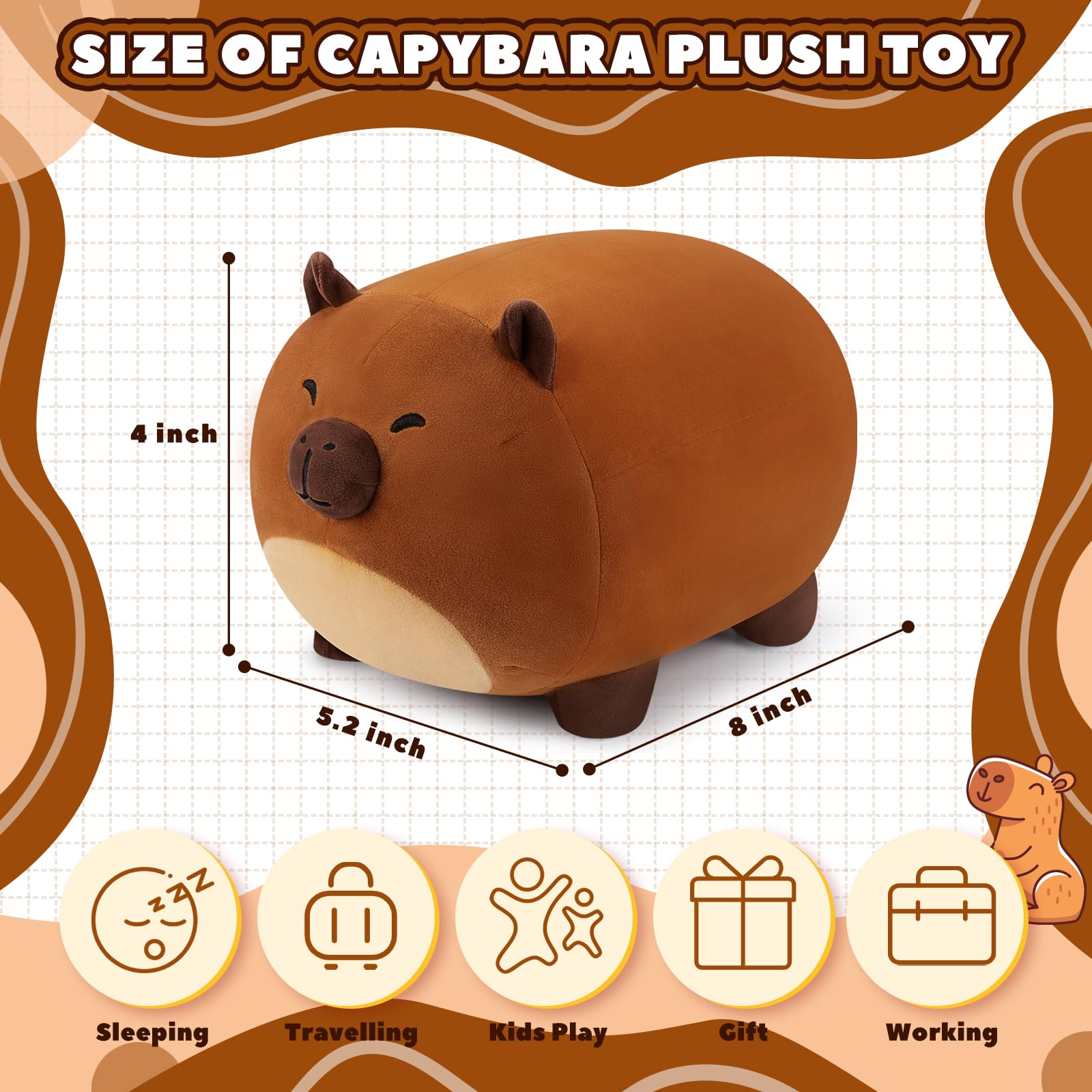 ZexJpr Capybara Kuscheltier 25cm - Süßes Plüschtier Für Kinder Ab 3 Jahren