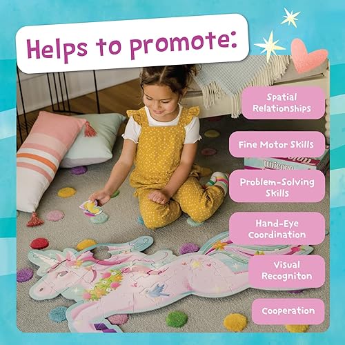 Miniatura 3 de Peaceable Kingdom Rompecabezas de piso de unicornio brillante, 1 EA