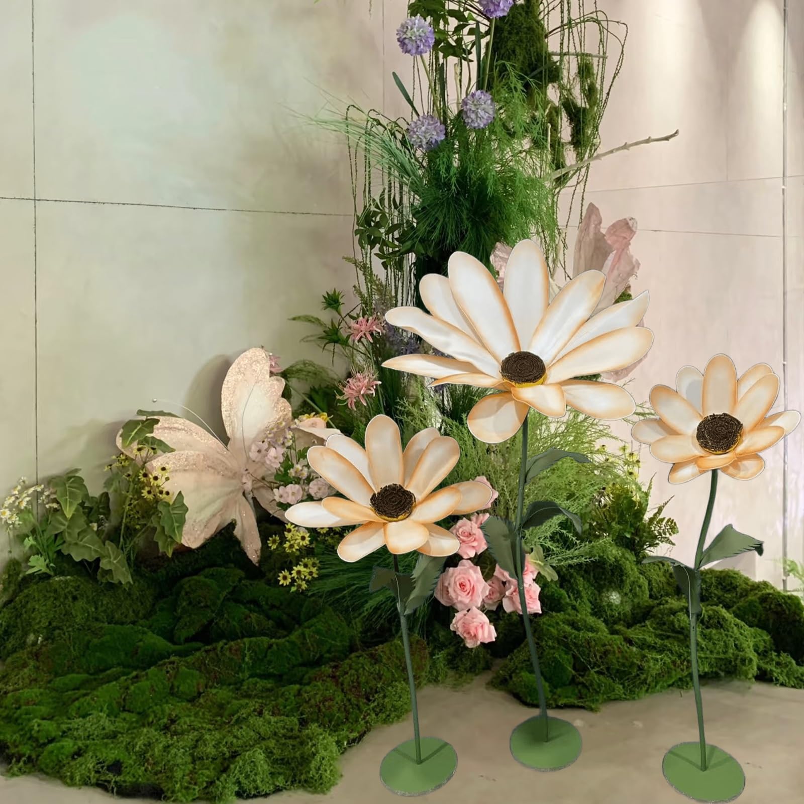 Giants - Flores artificiales de etilvinilacetato impermeable con tallo flexible y base, flores para camino de boda, recepción, cumpleaños, Pascua, fiesta, día de la madre