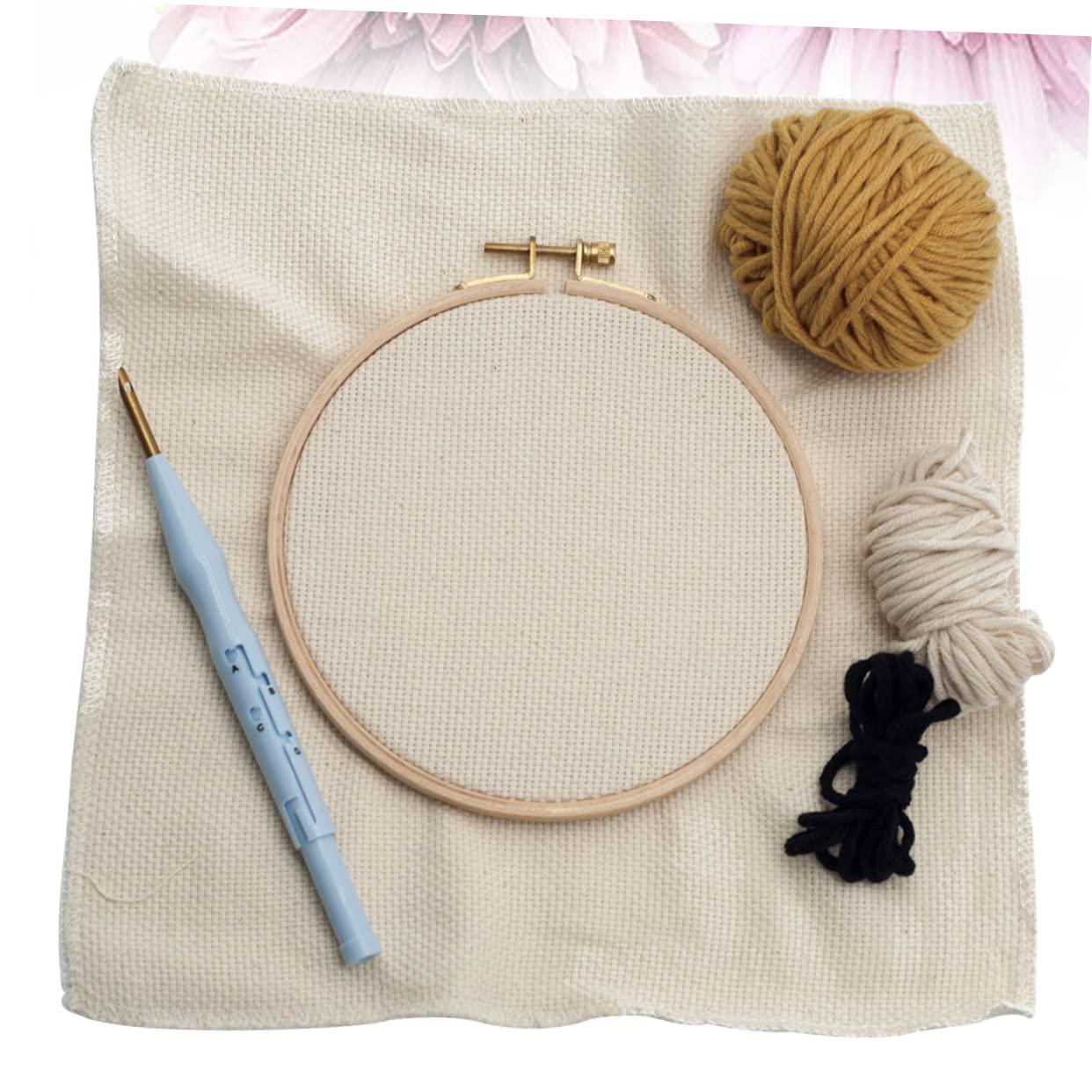 Angoily 2 Piezas Kit de Punch Needle para Principiantes con de Manualidades Aro de Plástico Set de Hilo de Lana para Diy para Adultos y Partir de