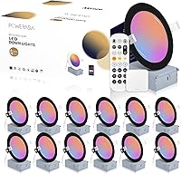 Vista 1 de 12 Pack Black Smart Recessed Lighting 6 Inch, Ultra-Thin 6 Inch LED Recessed Lights12W 1200LM Smart Downlight with Junction Box, Compatible with