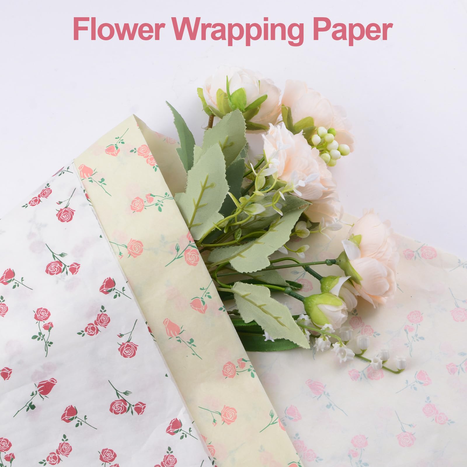 HICOHAND Carta velina rosa sfusa, 100 fogli di carta regalo floreale rosa bianca e gialla per bouquet, matrimoni, compleanni, addio al nubilato, artigianato, bomboniere