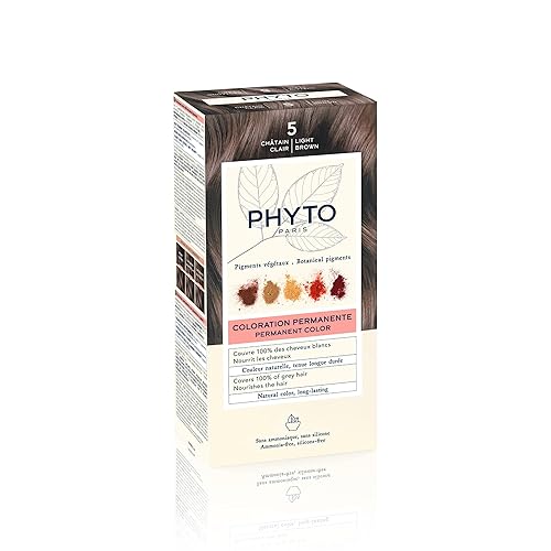PHYTO Phytocolor - Tinte permanente para el cabello con pigmentos botánicos, 100 % cobertura de cabello gris, sin amoníaco, sin PPD, sin resorcina,