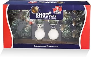 XLFFC Mini Beer Pong Smaller Shot Pong Drinking Games for Adults Party 12 Shot Glasses 2 Pong Balls
