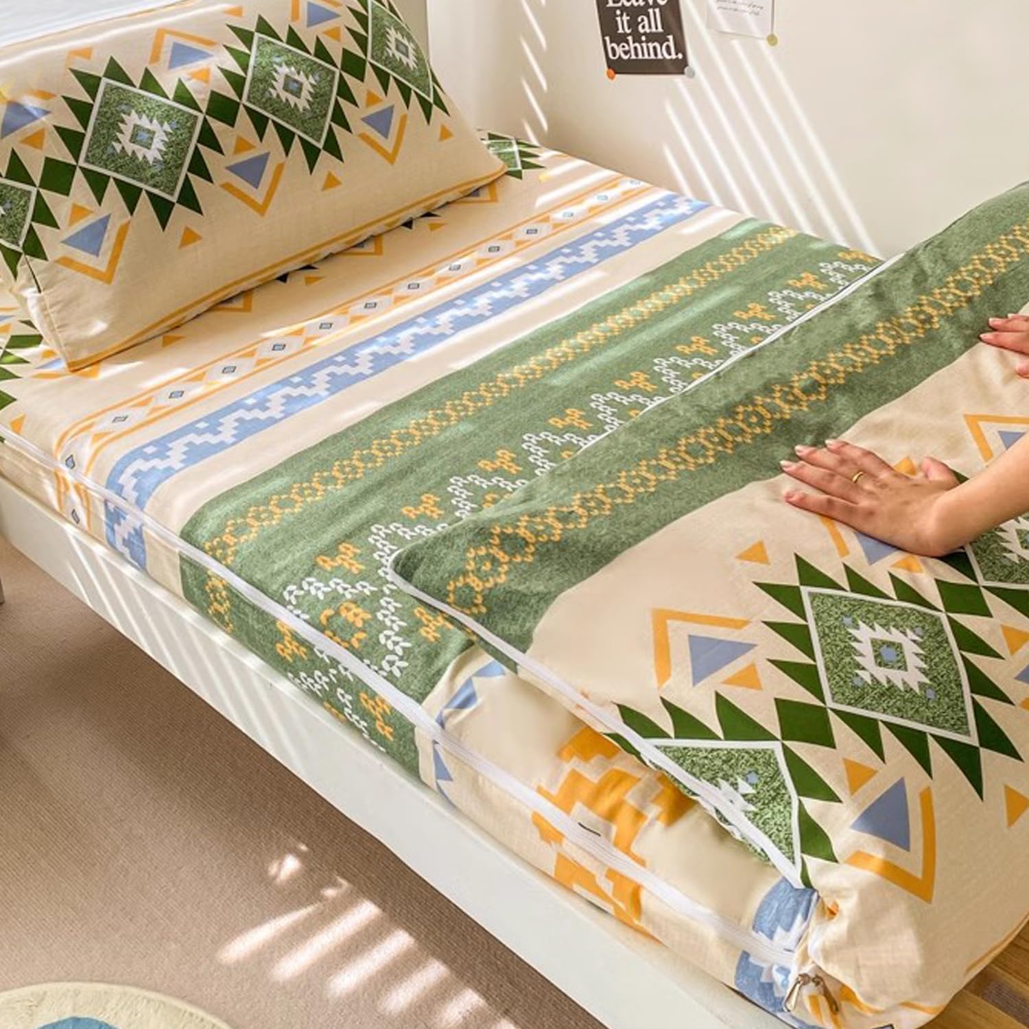 F,100x200cm(Twin), 100% Cotone Futon Cover per Giapponese Futon Floor Materasso Morbido Coprimaterasso Futon Tradizionale Protezione per Materassi A Fascia Completa Copriletto