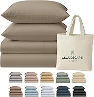 Vista 26 de Cloud Scape Linen - Juego de sábanas de 100% algodón egipcio, tamaño individual, juego de ropa de cama de lujo de 3 piezas, 400 hilos, calidad