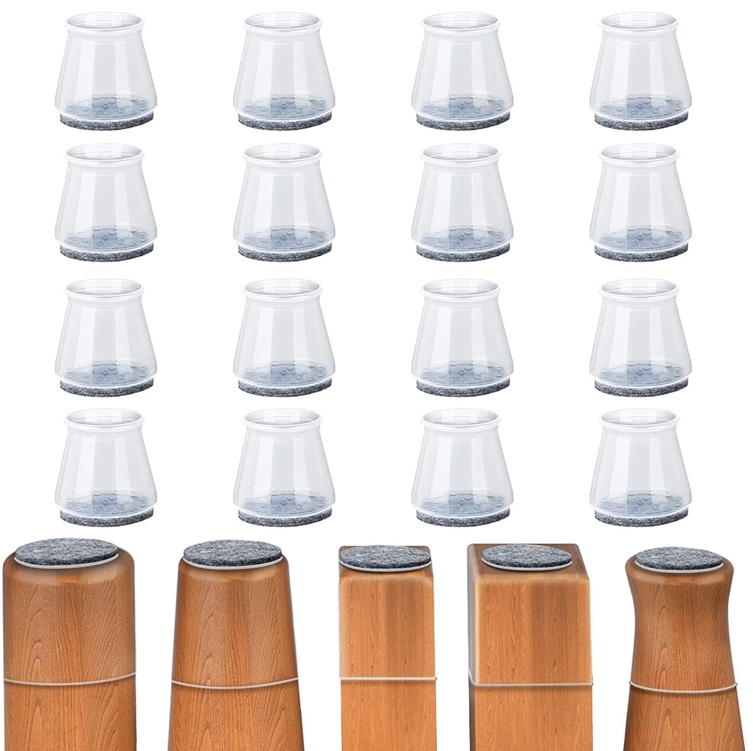 Upgrade Chair Leg Floor Protectors, 16 pcs Transparent Silicone Felt Bottom Chair Leg Covers, Furniture Feet Pads for Hardwood Floors, Stool Table Leg Protector Caps to Prevent Scratches Noise(Medium) (B08P2V4MKH) Amazon Price History, Amazon Price Tracker