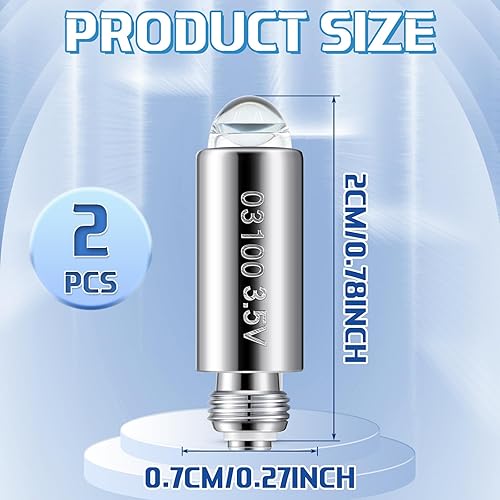 Miniatura 2 de Funtery 2 bombillas halógenas de repuesto compatibles con Welch Allyn, lámpara de 3.5 V tipo 03100-u para otoscopio